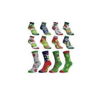 The Grinch Holiday Themed 12 Days of Socks Gift Set New In Box